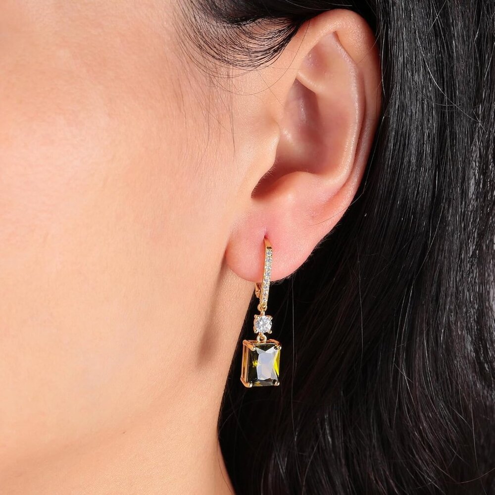 Rectangular-Cut Drop Dangle Earrings For Women Hy… - image 2